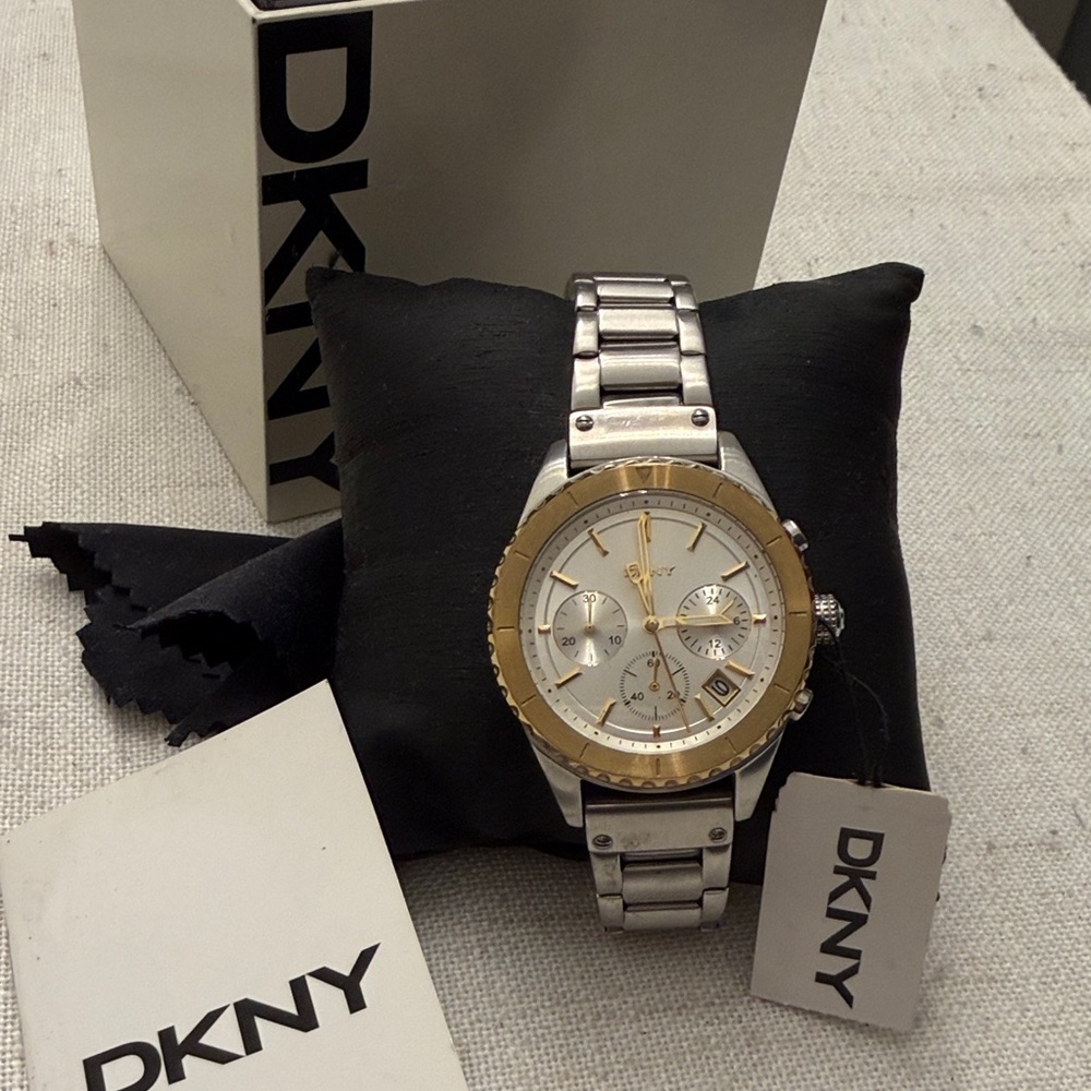 DKNY Two-Tone Silver and Gold Chronograph Bracelet Watch